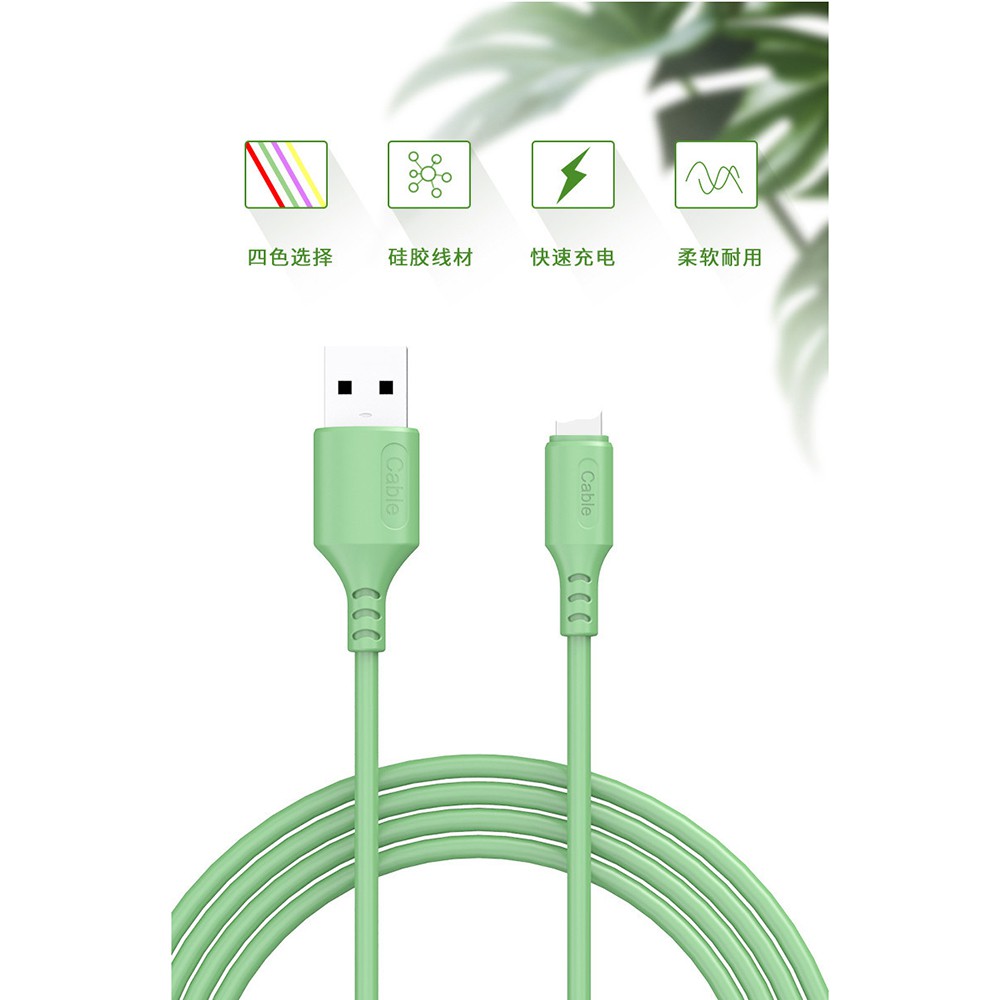 Liquid Soft Kabel Charger USB Type C 2.4A 1 Meter - SM208 - Green