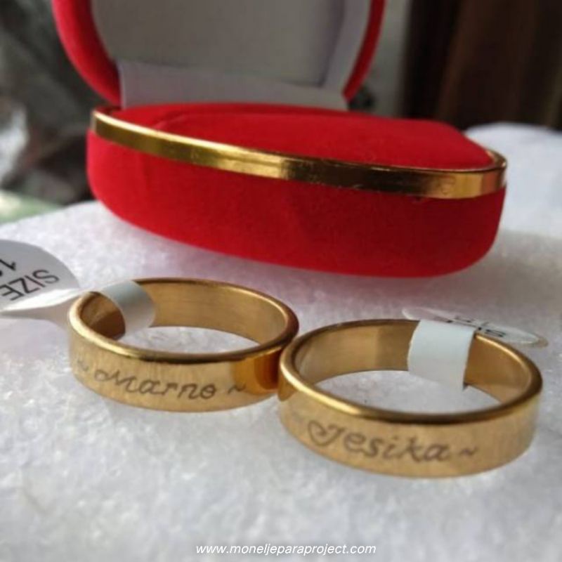 Cincin Couple Emas Kotak Polos (Free Ukirnama)