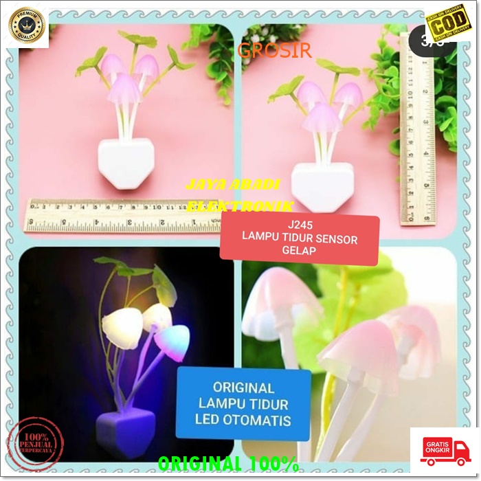 J245 ORIGINAL lampu jamur LED terapi sensor gelap malam tidur BOBO mini sleep Senter Emergency COB awet lamp flash light sinar terang nyala cahaya sorot sleeping reflexsi refleski bisa untuk dekorasi kamar tidur ataupun kamar lainnya cahaya terang univers