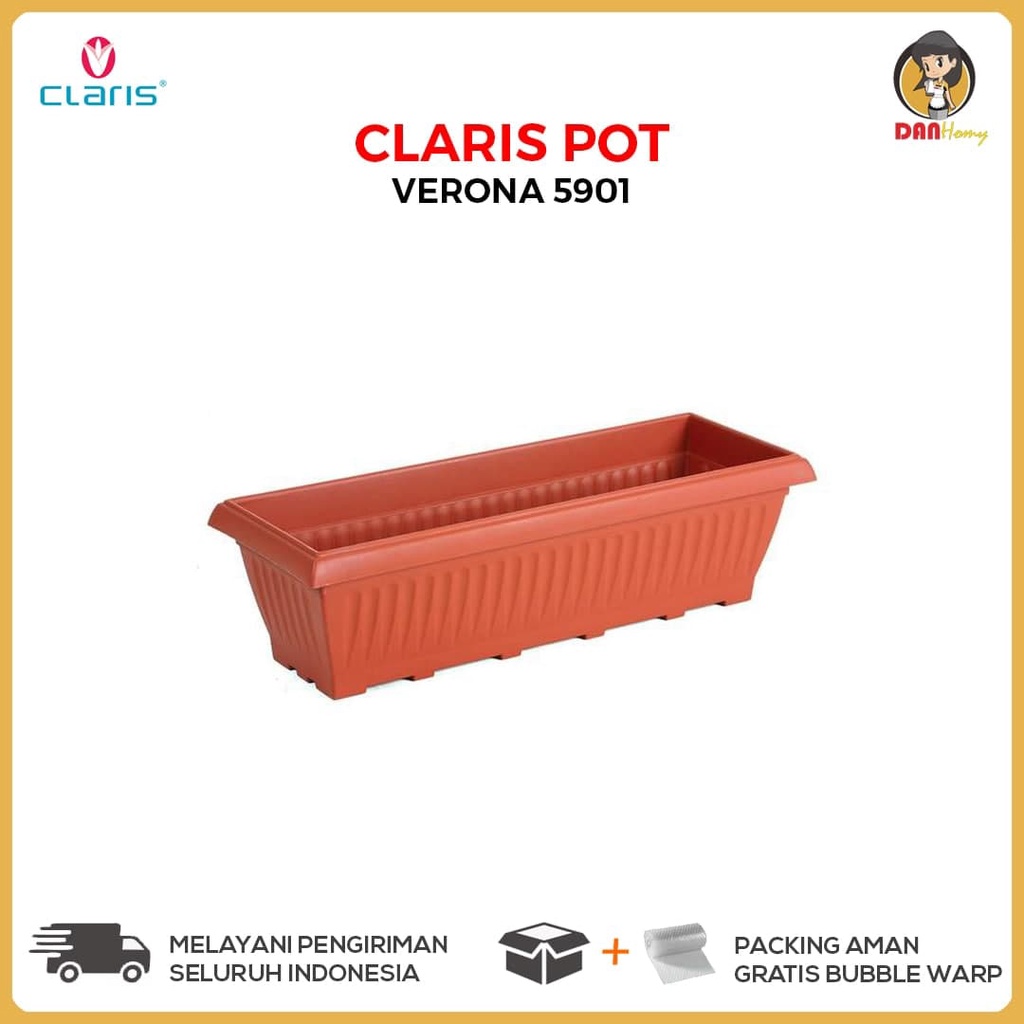 POT CLARIS VERONA 5901 POT TANAMAN PERSEGI PANJANG POT BUNGA BAHAN PLASTIK MURAH