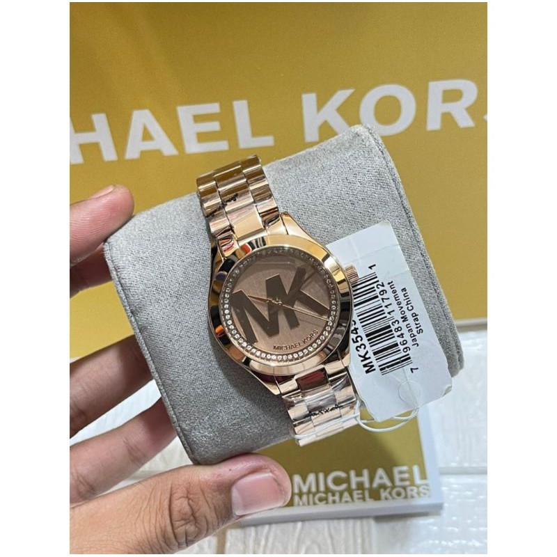 Jam Tangan Wanita Michael Kors Mini Slim Runway MK3549 / MK 3549 Original Rosegold Stainless