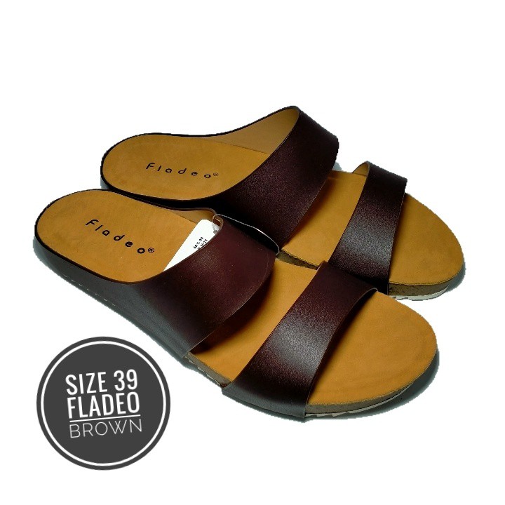  Sandal  Slide Wanita  Fladeo  Size 39 Cokelat Ori Shopee 