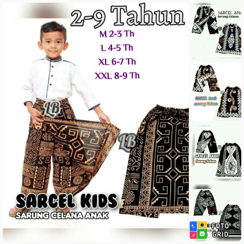 Sarung Celana praktis Anak 2-9 tahun sarung instan mudah dipakai anak kecil celana sarung motif bati