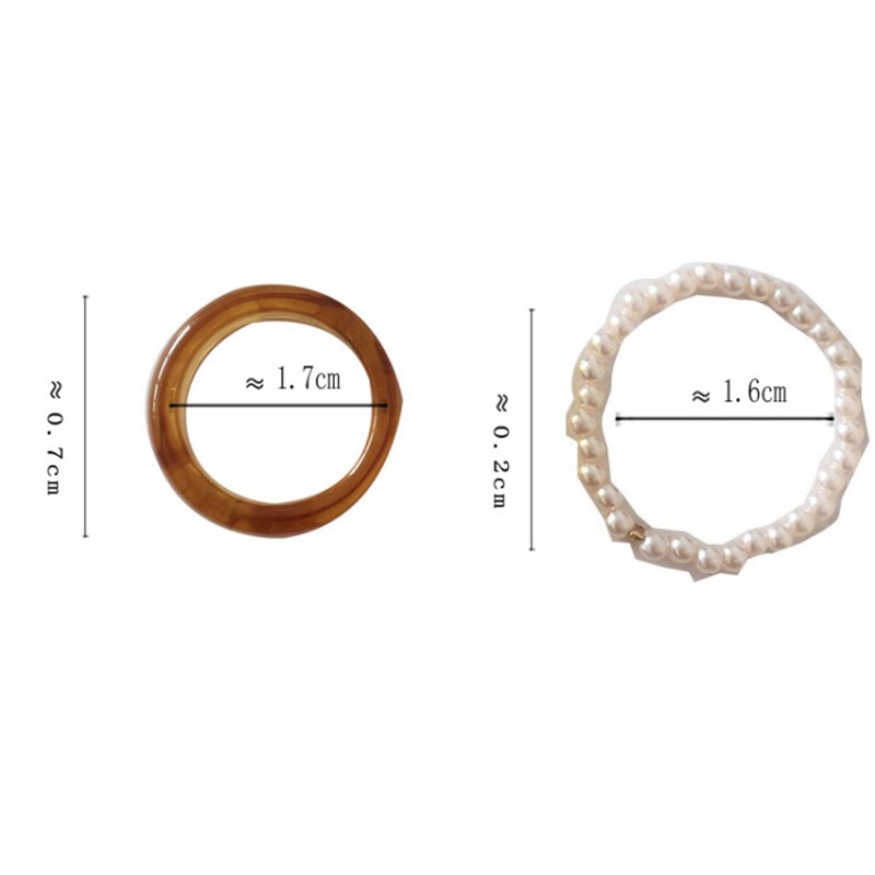 2PCS/Set Retro Pearl Resin Ring Ins Fashion Index Finger Ring