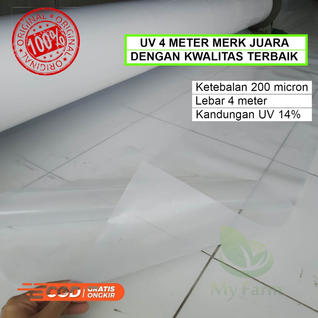 Plastik Uv Lebar 4 Meter Tebal 200 Micron Merk Juara Untuk Atap Tanaman Hidroponik Green House Atau 