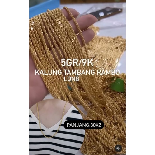 kalung Tambang Sleep (Rambo) Kadar 9K/420 // 5 Gram ll UK Anak-Dewasa