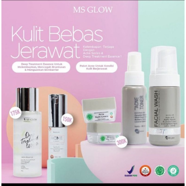 Paket Acne+Serum Acne+deep treatment essence MS GLOW