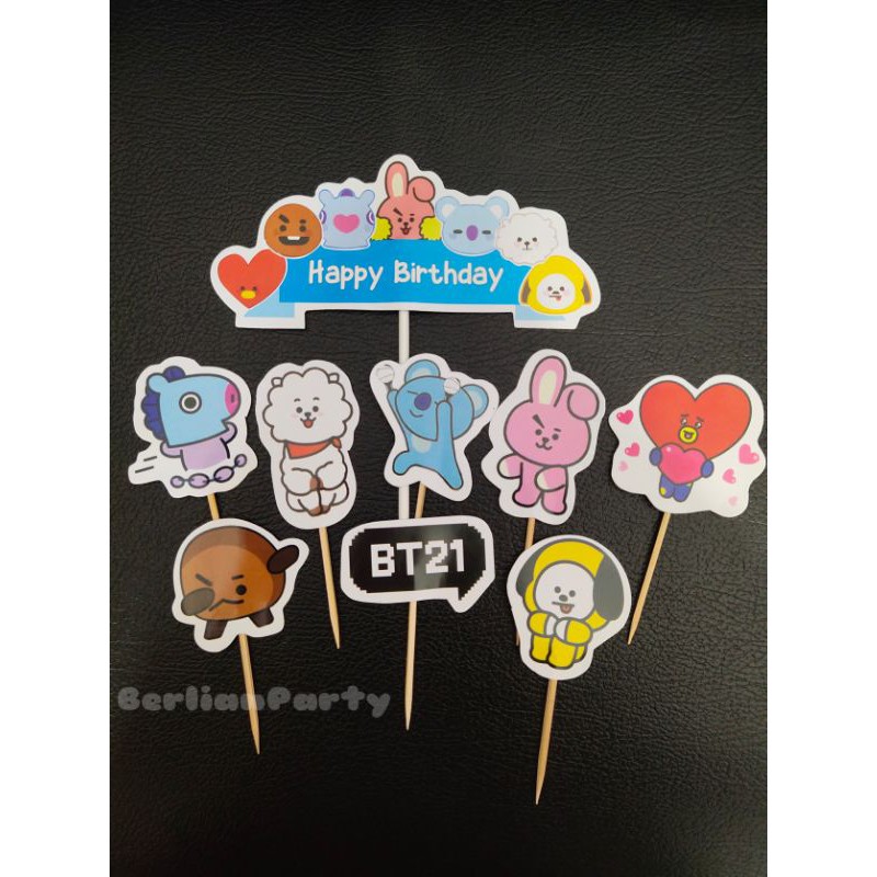 Cake Topper BT21 / Cake Topper Happy Birthday BT21