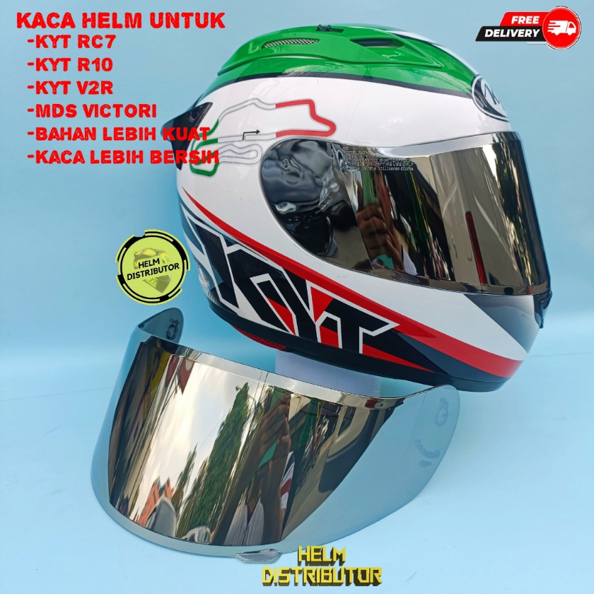 Kaca Helm KYT R10 R-10 / RC-7 RC7 / K2 Rider / Victory Kaca Helm Flat Full Face