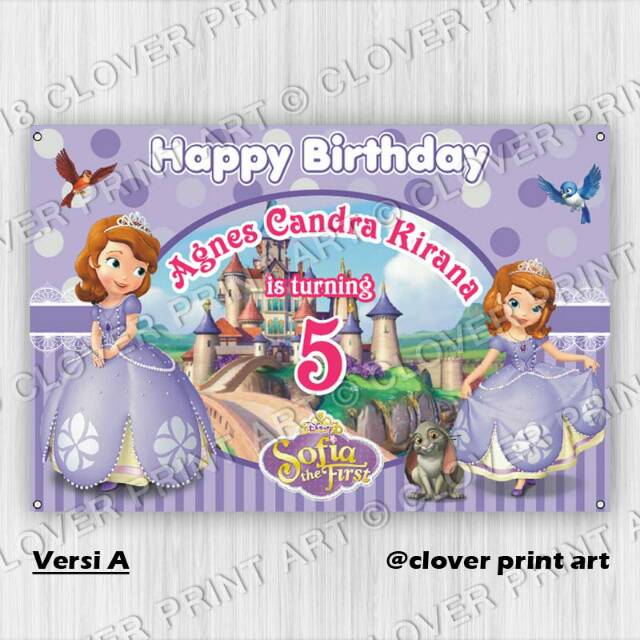 Backdrop Ulang Tahun Princess Sofia Birthday Banner