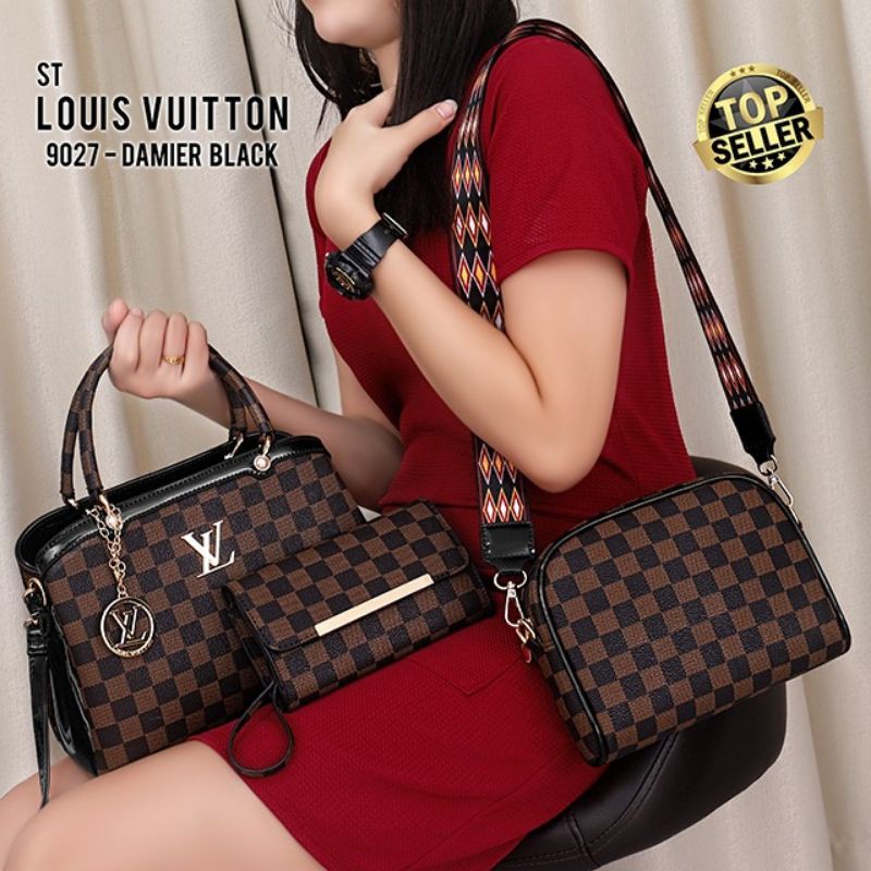 TAS LV SET 3 IN 1 FREE DOMPET MINI BAG