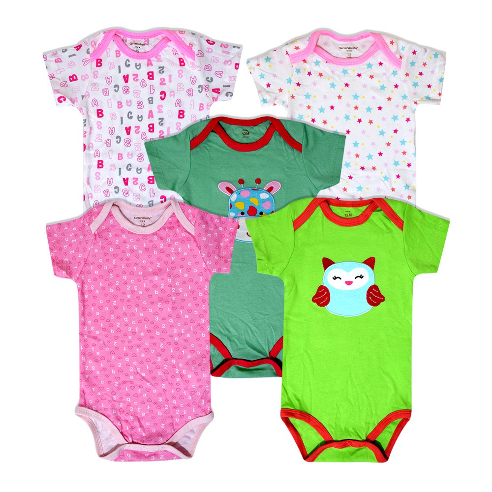 5pc Baju Bayi Newborn Jumper Bayi Jumsuit kaos atasan Bayi baru lahir 0-2 tahun perempuan BC-01-4