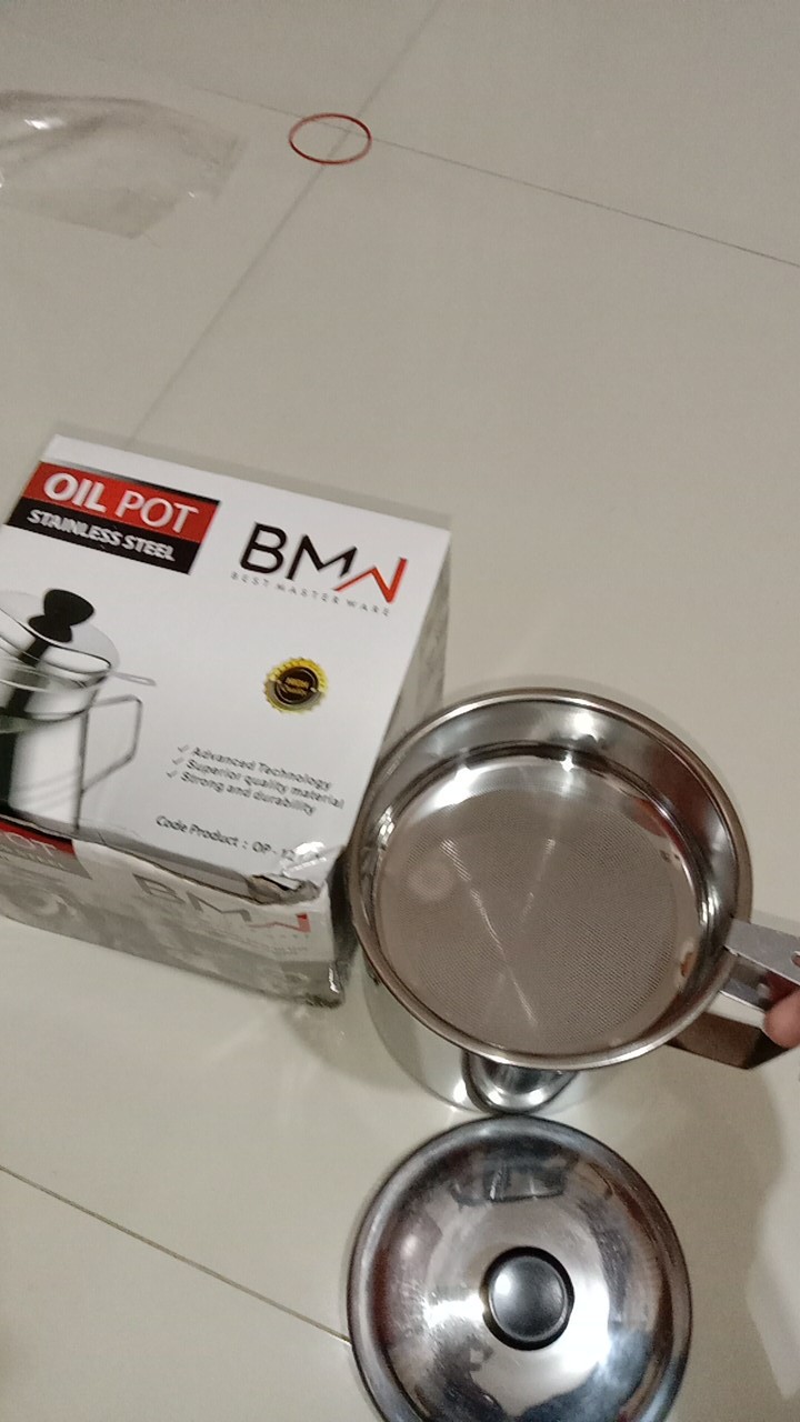 B-101 Oil Pot Stainless 12 Cm / Saringan Minyak 1.2 Liter Bq
