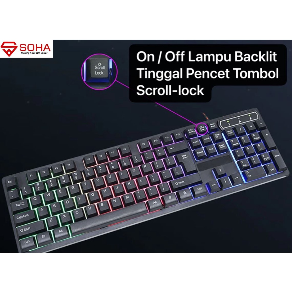 KYB-019 KR-6300 Keyboard Komputer Professional gaming Kabel RGB Backlit Lampu Laptop Game