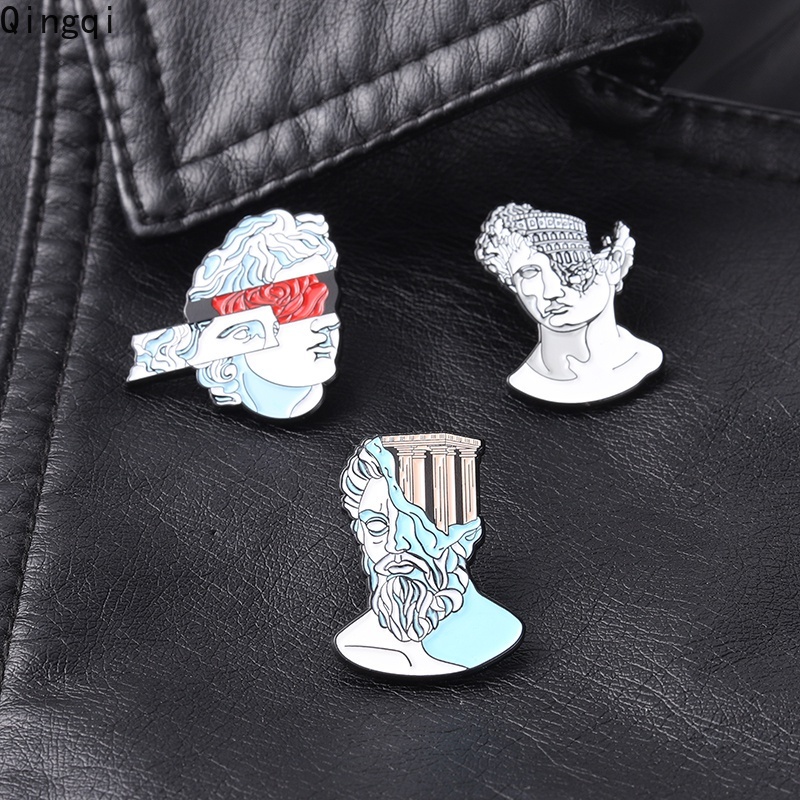 Bros Pin Enamel Desain Patung Renaissance Gaya Punk Untuk Hadiah