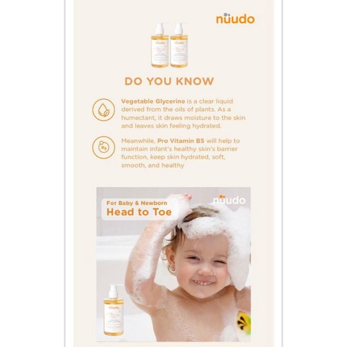 Nuudo By Pureco Kids Body to Face - Nudoo Gentle Baby Head To Newborn - Sabun Shampoo New Born Bayi  - Sabun Muka &amp; Mandi Anak - Facial &amp; Bodywash