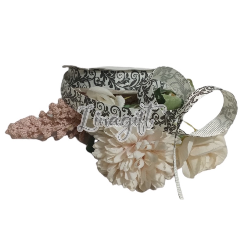 ( Meter ) PITA GROSS GRAIN MONOCHROME (MADE IN TAIWAN) 1 INCH / 2.5 CM/ 5/8 IN GROSSGRAIN BUNGA/ FLOWER/ BATIK FLOWER BLACK AND WHITE / HITAM PUTIH / CLASSIC / VINTAGE DIY HIASAN KADO / PARCEL / HAMPERS DEKORASI FOTO RUANGAN