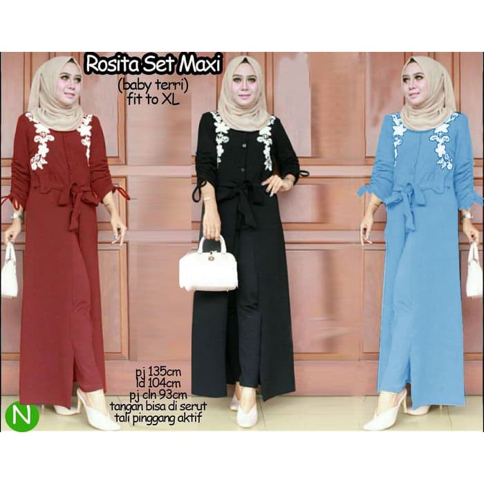 75147 rosita set maxi/stelan muslim/stelan wanita muslim/baju muslim