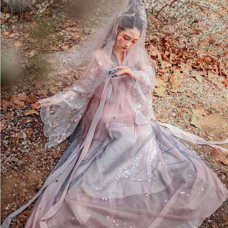 Flower God Fu women's Han Chinese clothing big sleeve ancient costume Super fairy student spring and