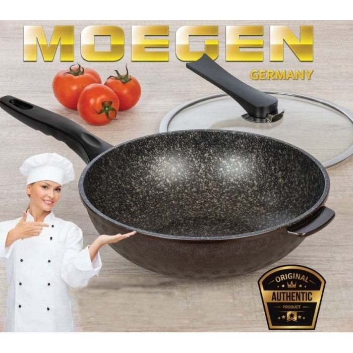 TERLARIS PANCI WOK PAN MOGEN GERMANY / WAJAN MOEGEN 30 CM LAPISAN MARBLE - WOK MOEGEN