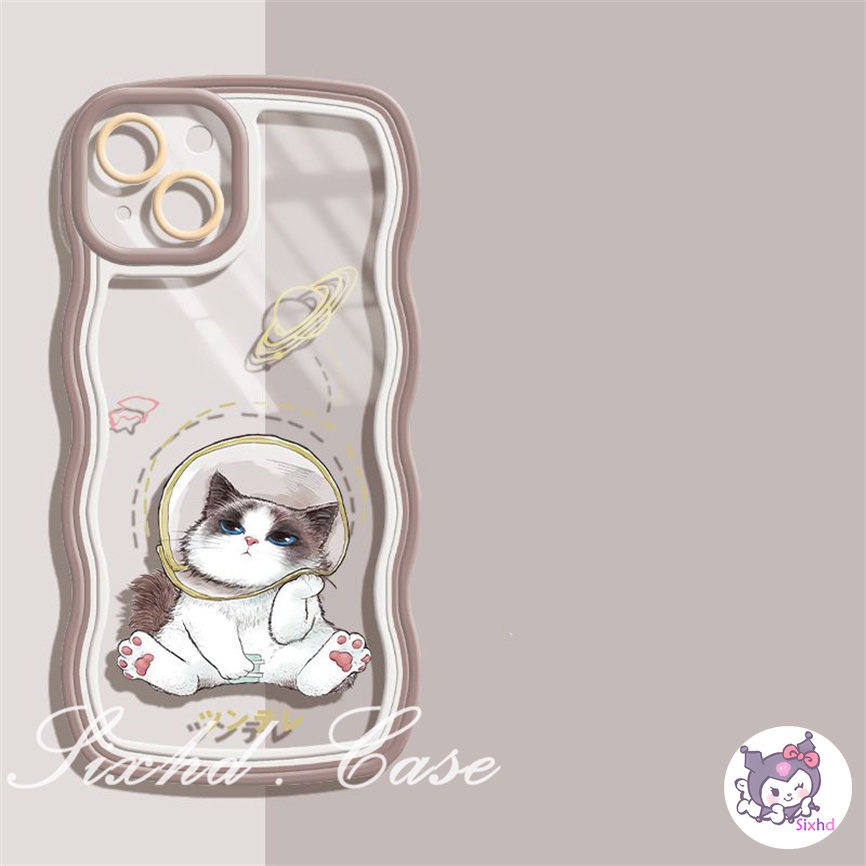 Realme C30 C35 C33 C25 C15 C30s C25Y C21Y C31 C12 C11 C21 C20 C17 C3 10 9Pro+ 9i 7i 8i 6i 5i Narzo 50A 50i Prime  Cute Cartoon Moon Cat Wave Edge Phone Case Soft Cover