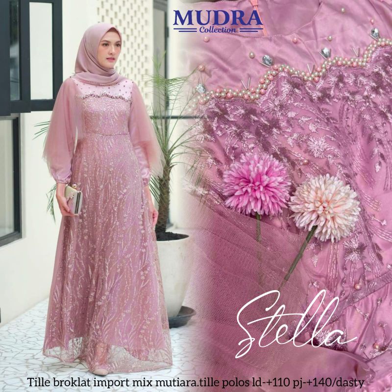 STELLA BROKAT MAXY DRESS / GAMIS BROKAT / GAUN PESTA WANITA