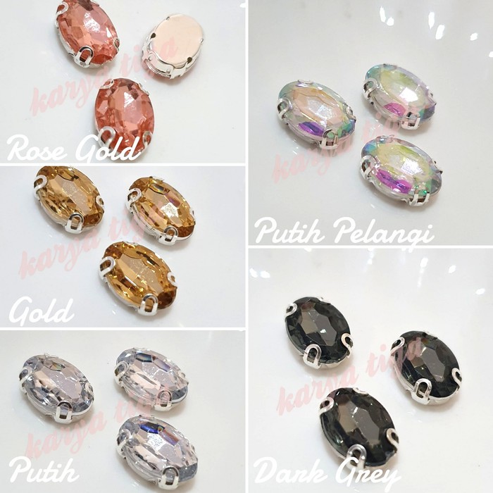 (12 Pcs) Kristal Cangkang Jahit Bahan Akrilik 10x14 Oval