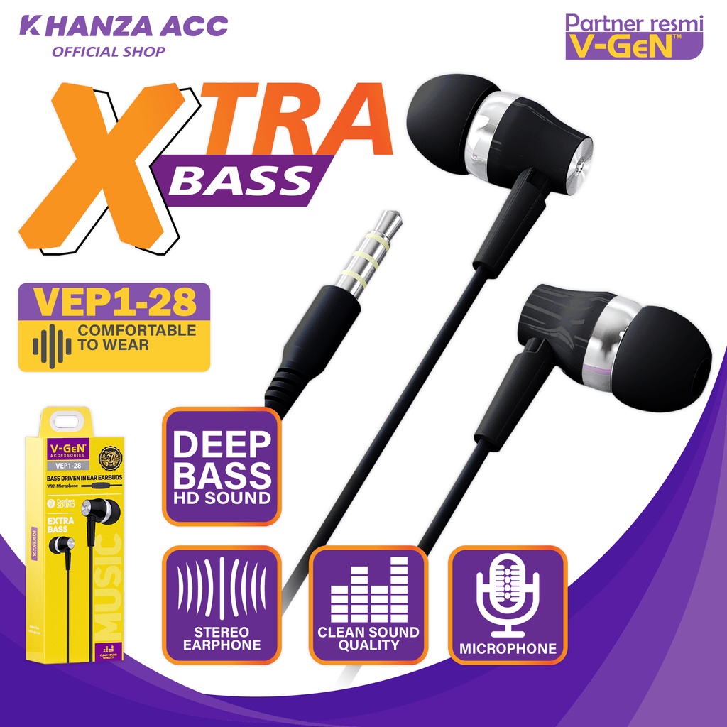 KHANZAACC VGEN VEP1-28 Wired Earphone Xtra Bass