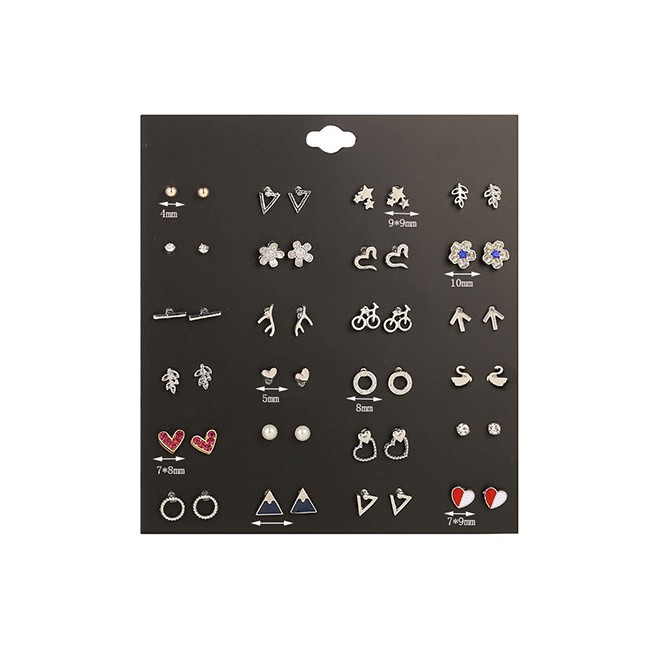 LRC Anting Set Fashion Color Love Star Flower Stud Earrings Set D60879