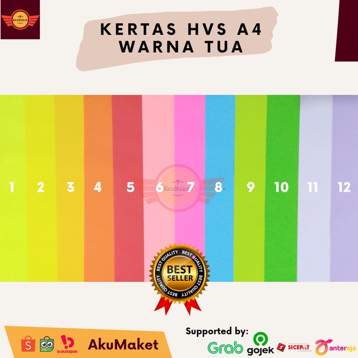 

kertas- kertas hvs a4 warna tua |80 gsm murah (via gojek &grab) -kertas.