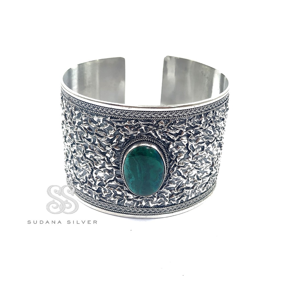 Gelang Bejek Malakit Stone Perak Bakar Silver 925 Bali