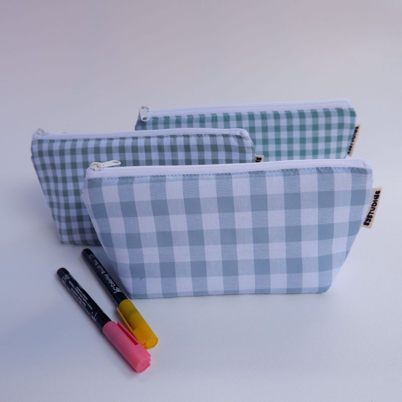 eystudios - Pencil Case Gingham / Tempat Pensil Bahan Katun