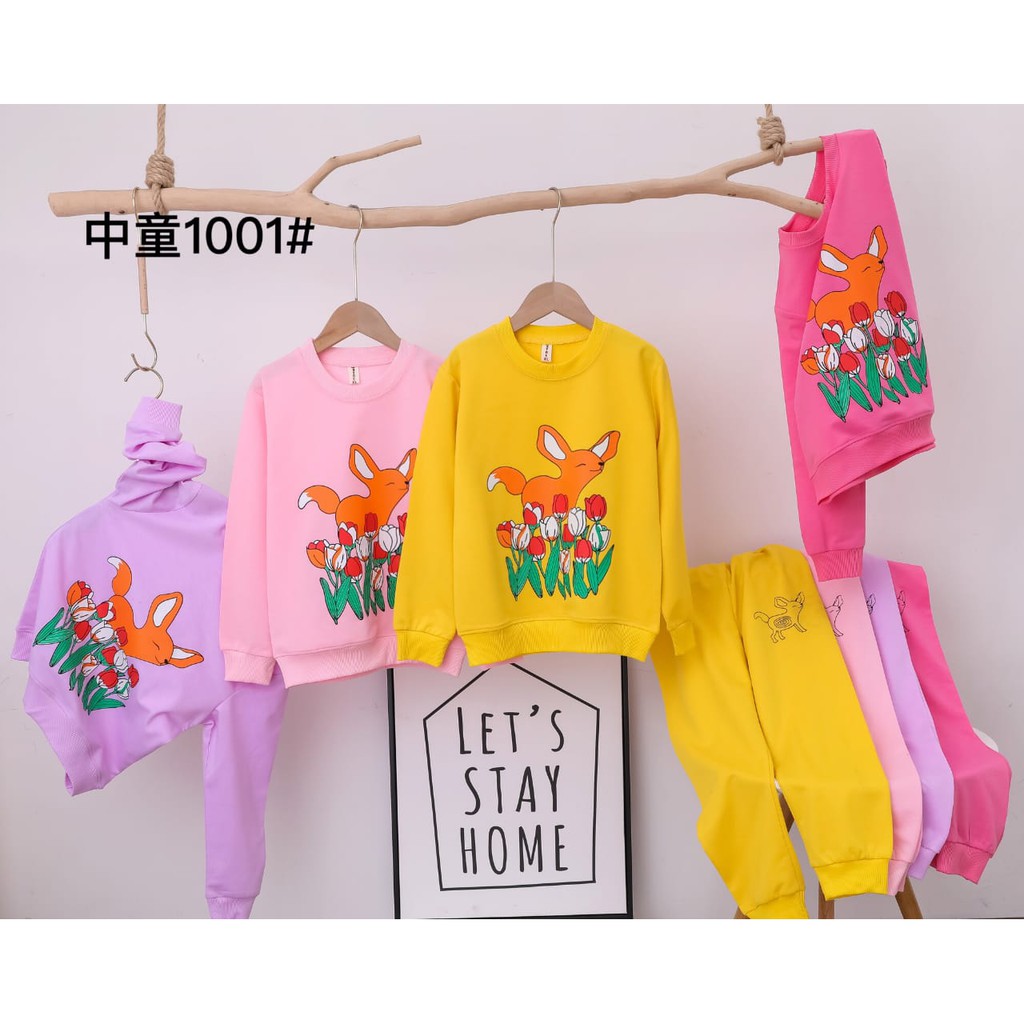 Setelan Sweater Anak Perempuan Usia 5 - 8 Tahun Motif Sablon Import Original | Stelan Switer cewek