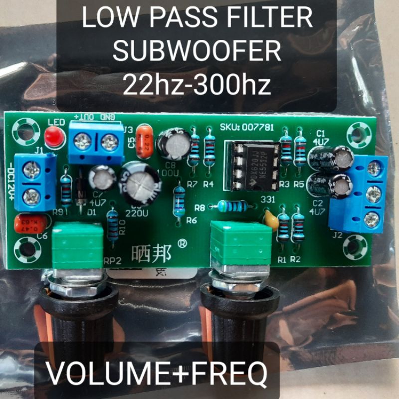 12V DC KIT TONE CONTROL SUBWOOFER LOW PASS FILTER SUBWOOWER SUB MONO 22HZ-300HZ FILTER NADA RENDAH SUB SUBWOOFER