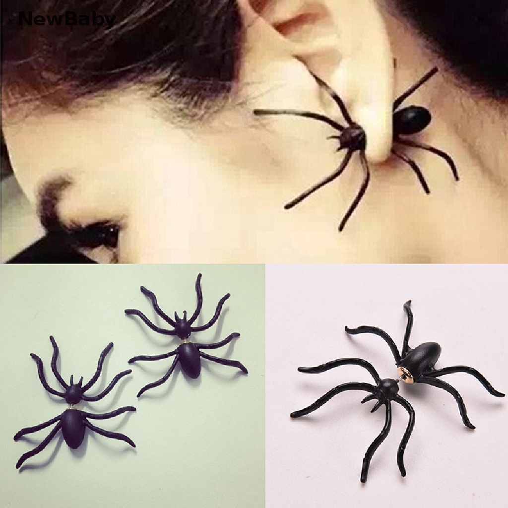 Anting Stud Desain Laba-Laba Warna Hitam Untuk Wanita