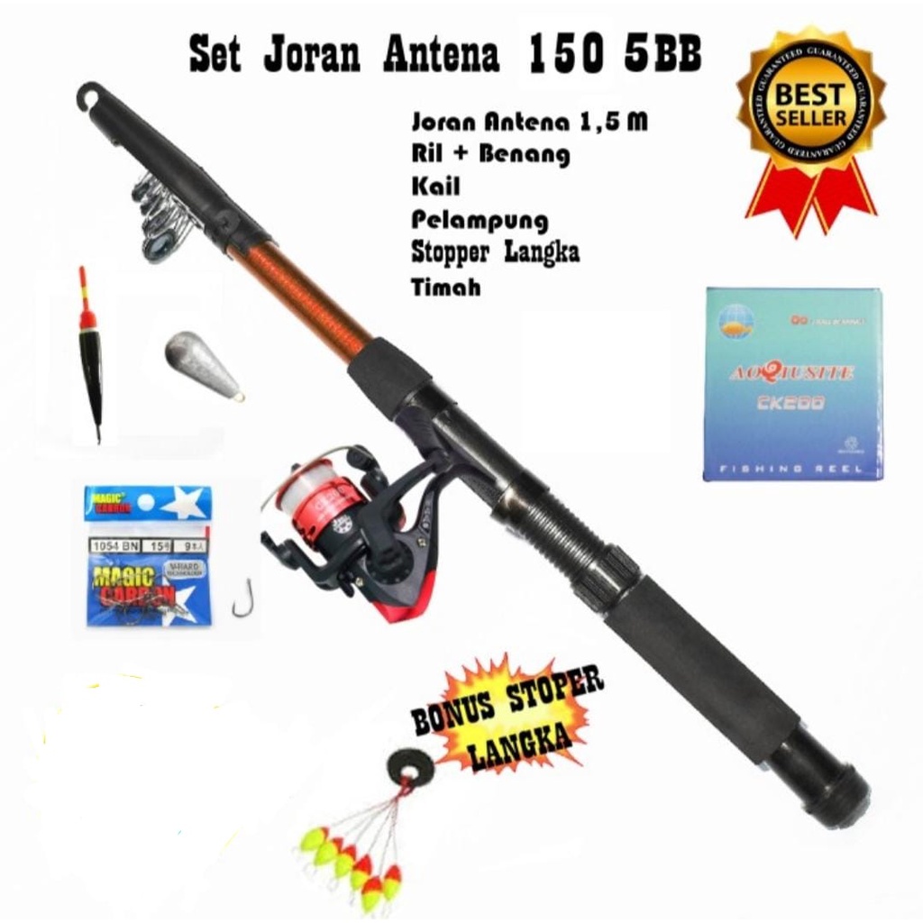 PROMO SET ALAT PANCING TERMURAH DENGAN JORAN ANTENA TERBAIK KEKUATAN 5KG SET PANCING ANTENA REEL LENGKAP PANJANG 150 180 210 300 360 450 JUMBO