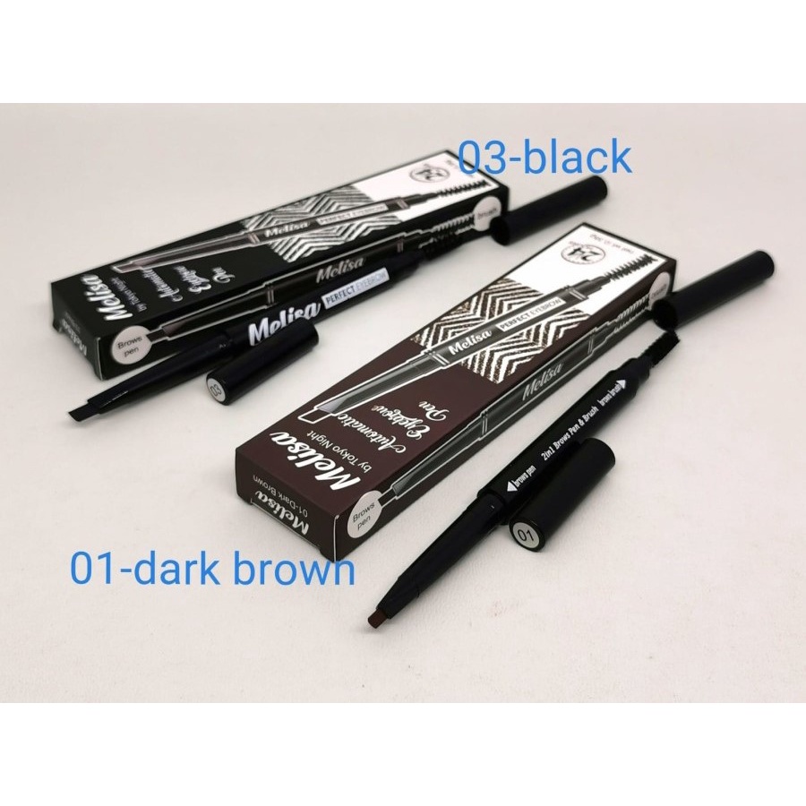 Melisa Automatic Eyebrow Pen / Pensil Alis 0,38gr / Black / Dark Brown