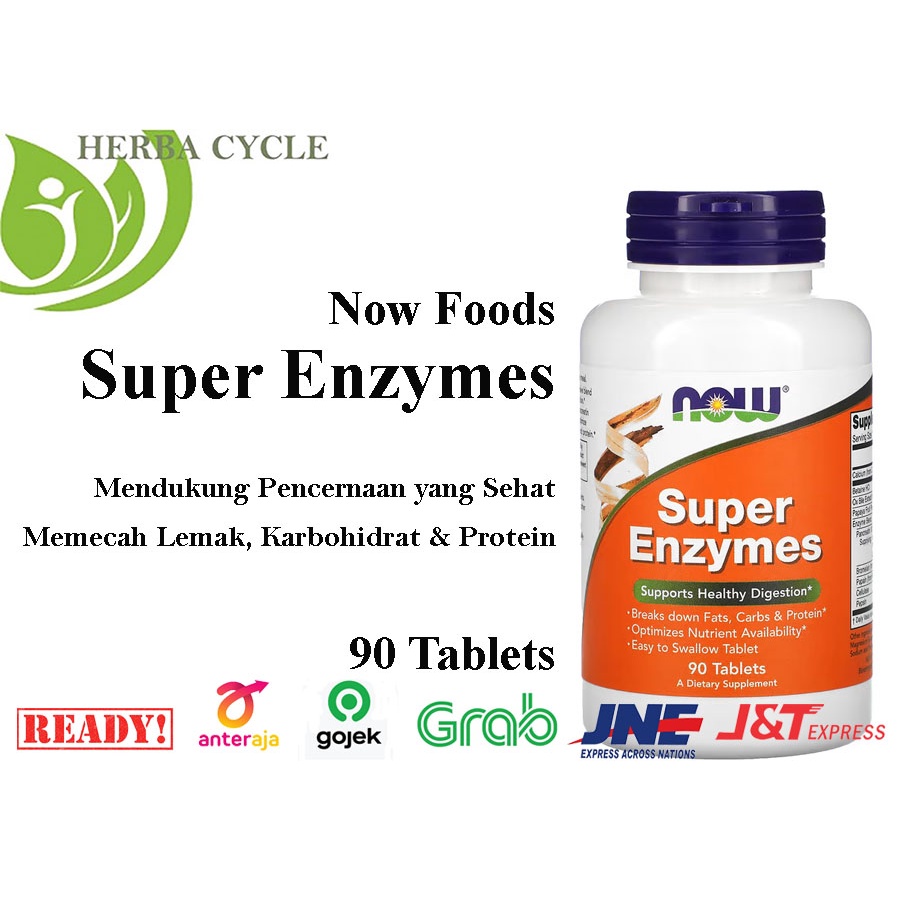 Now Foods Super Enzymes 90 Tabs Now Enzim Membantu Pencernaan, Diet