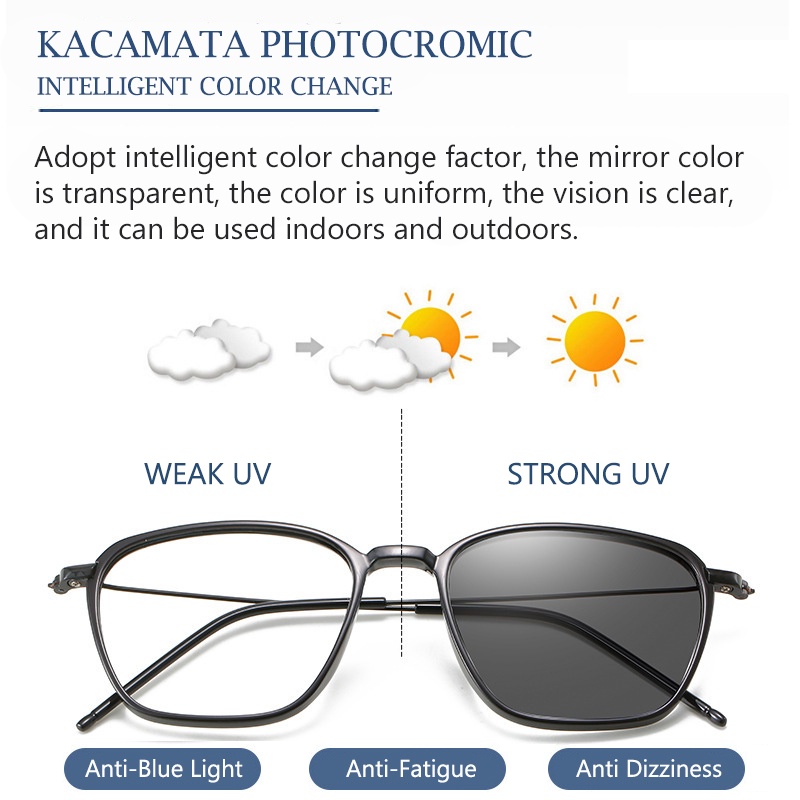 AZ107 Lensa Photocromic Blueray Fashion Terbaru Kacamata Berubah Warna Antiradiasi Unisex Vintage New Sunglasses Import Korean