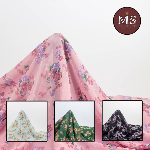 Kain Ceruti Babydoll Printing Per Meter Motif Bunga Premium