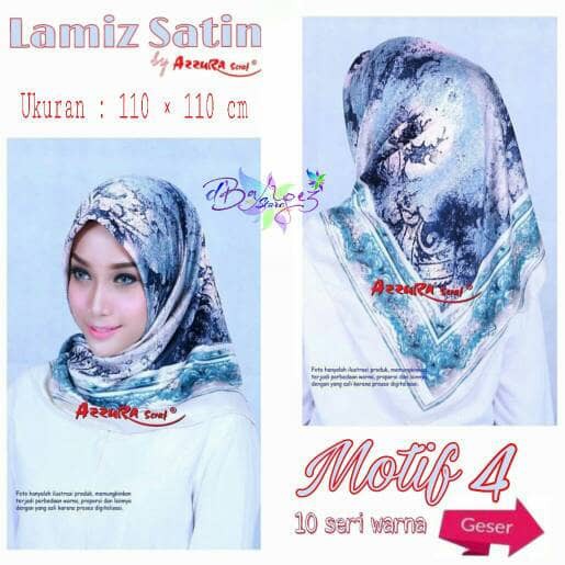 Jilbab Segiempat Satin Lamiz By Azzura Motif 4 - Hijab Kerudung Murah