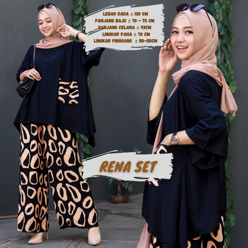 BAJU WANITA SETELAN TIE DIE DYE WAKA JUMBO SINTIA SET BUSUI ONE SET RAYON MOTIF KEKINIAN-RENA BLACK