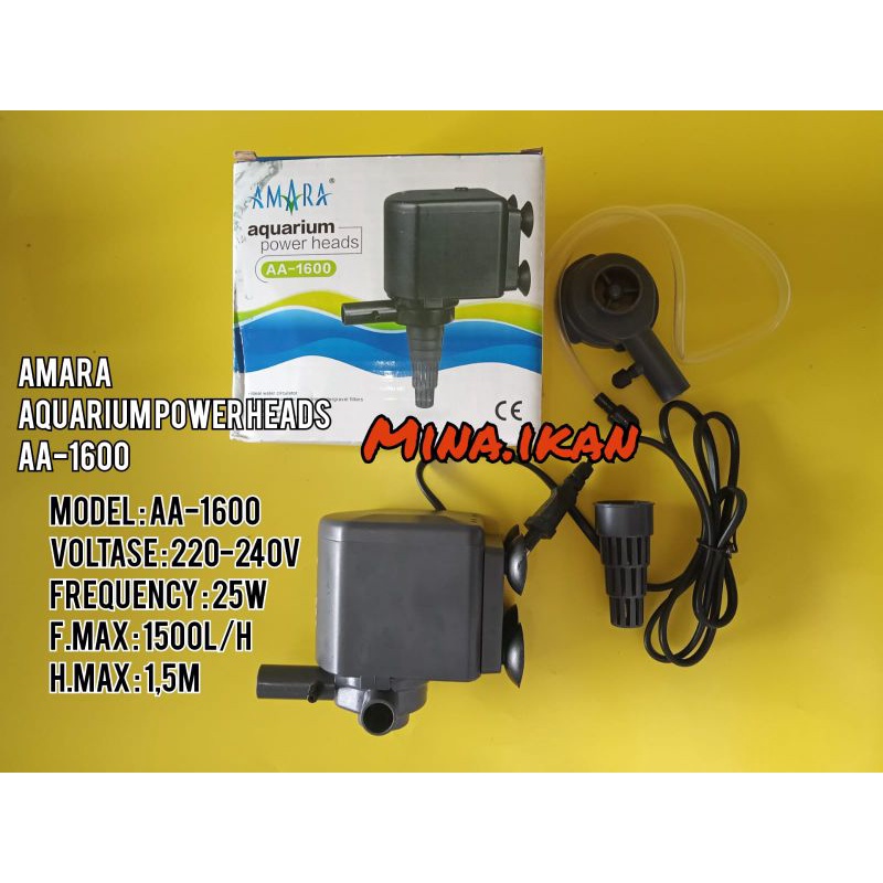 Amara Power Head AA 1600 Pompa Filter Celup Air Aquarium Aquascape.