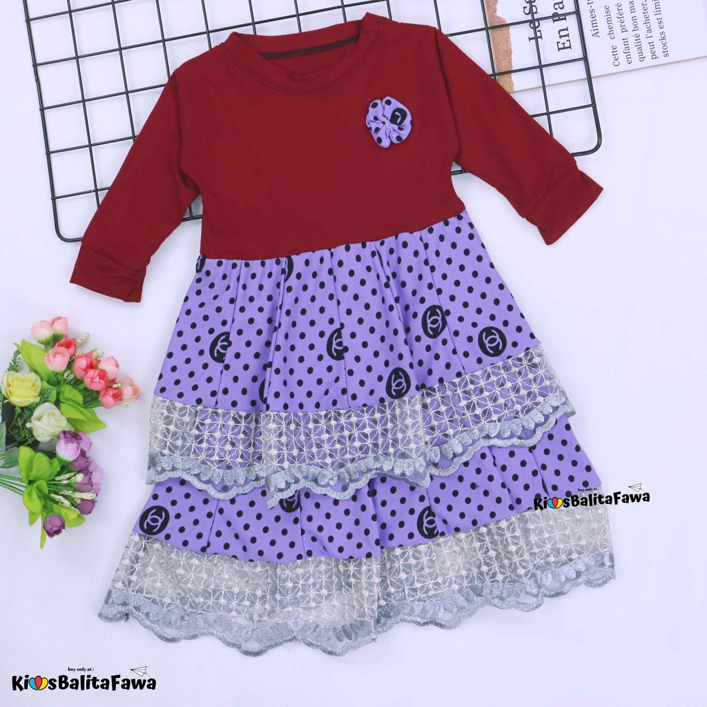 Gamis Syakilla Uk 1-2 Tahun / PREMIUM HQ - Gamis Lebaran Baby Dress Anak Perempuan Baju Muslim Balita Baby Gaun Pesta-5