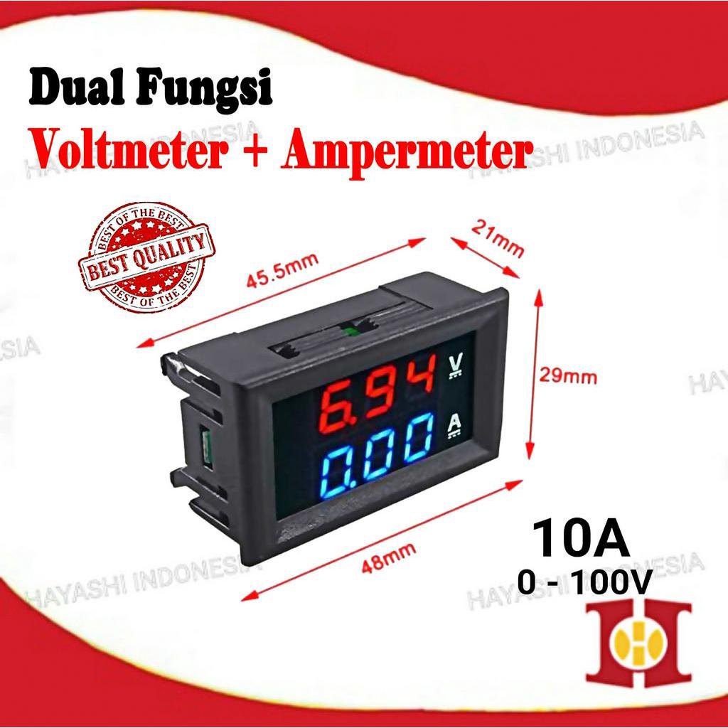 Dual Volt Amp Meter Digital Ampere Meter Voltmeter 10A 0-100V Ammeter