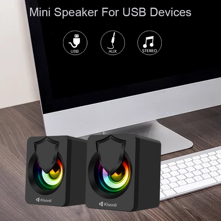 Speaker Aktif Portabel With LED RGB Light Speaker Laptop Komputer PC L-1030 HITAM / Speaker Aktif Bl