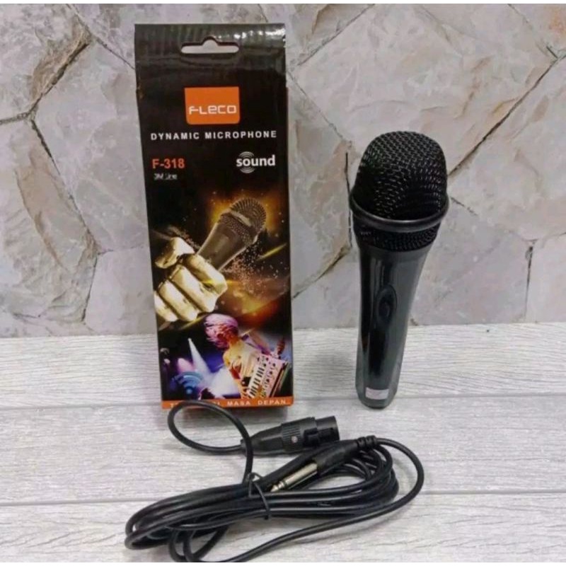 Microphone DYNAMIC Mic Kabel Karaoke FLECO F-318 F-319 Mic Kabel Suara Jernih