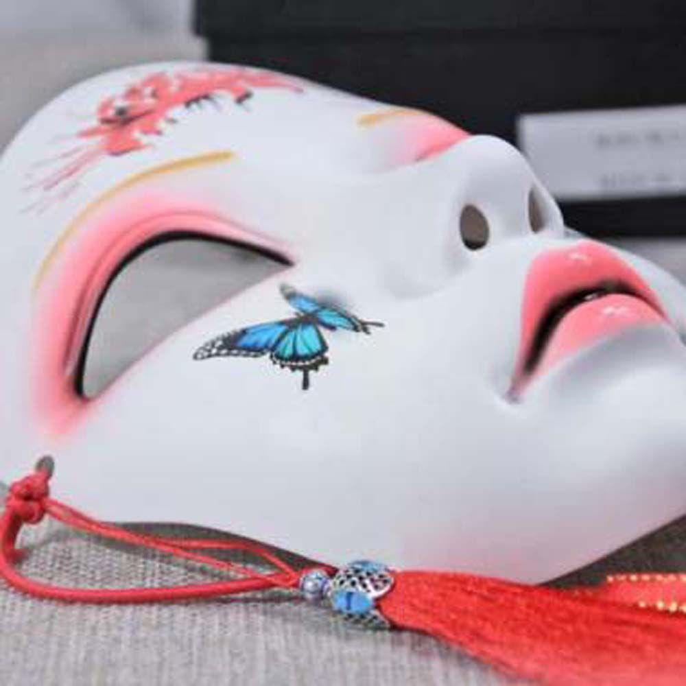 Mxbeauty Halloween Cosplay Masker Kabuki Masker Masquerade Festival Gaya Cina Kupu-Kupu Topeng Cherry Hiasan Kepala Kostum Props Kecantikan Wajah Hanfu Aksesoris Pesta Props