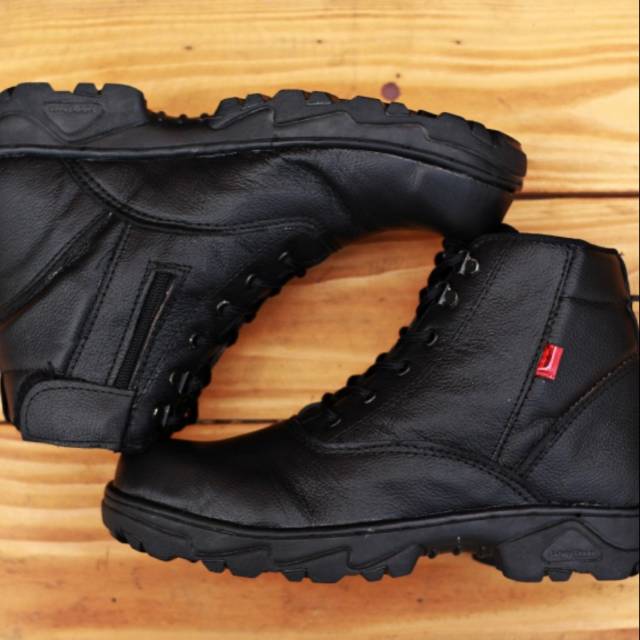 Sepatu pria safety boots zipper pendek pdl pdh kickers kulit asli pria termurah