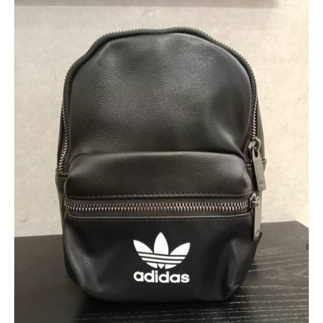 black leather adidas backpack